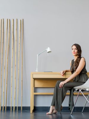 Pretty young woman in the room